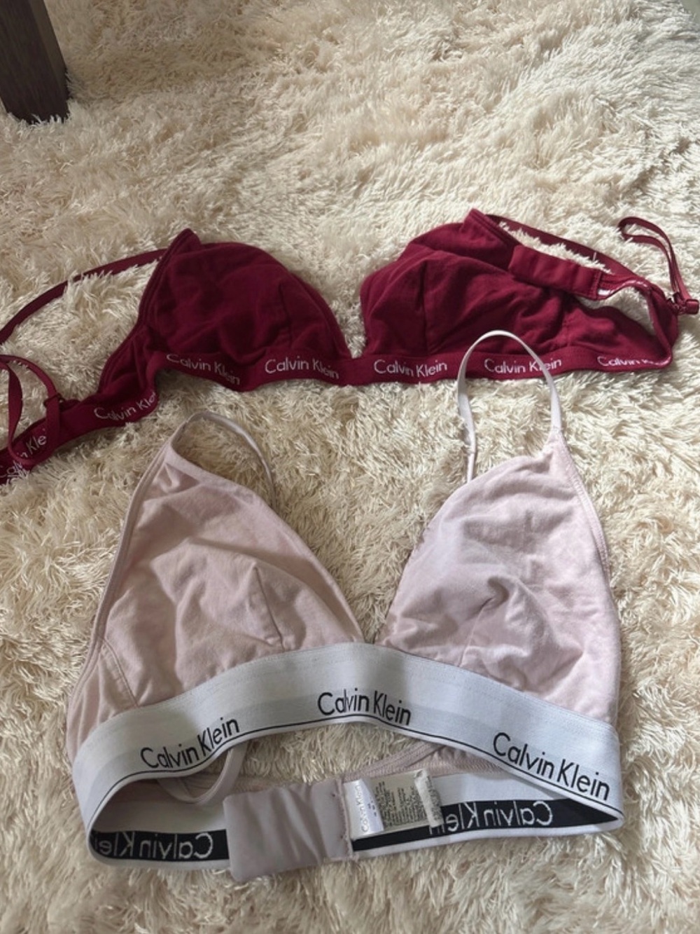 Calvin Klein Bralette Set - Burgundy & Light Pink